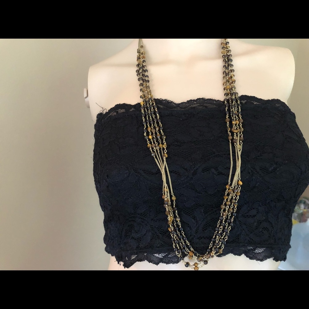 Talbots gold necklace with brown beads